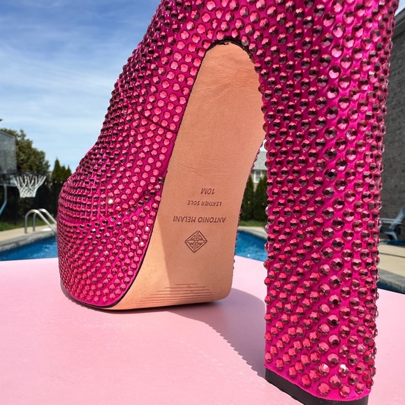 NWT Antonio Melani Hot Pink Size 10 Rhinestone Platform Pumps - Picture 8 of 12